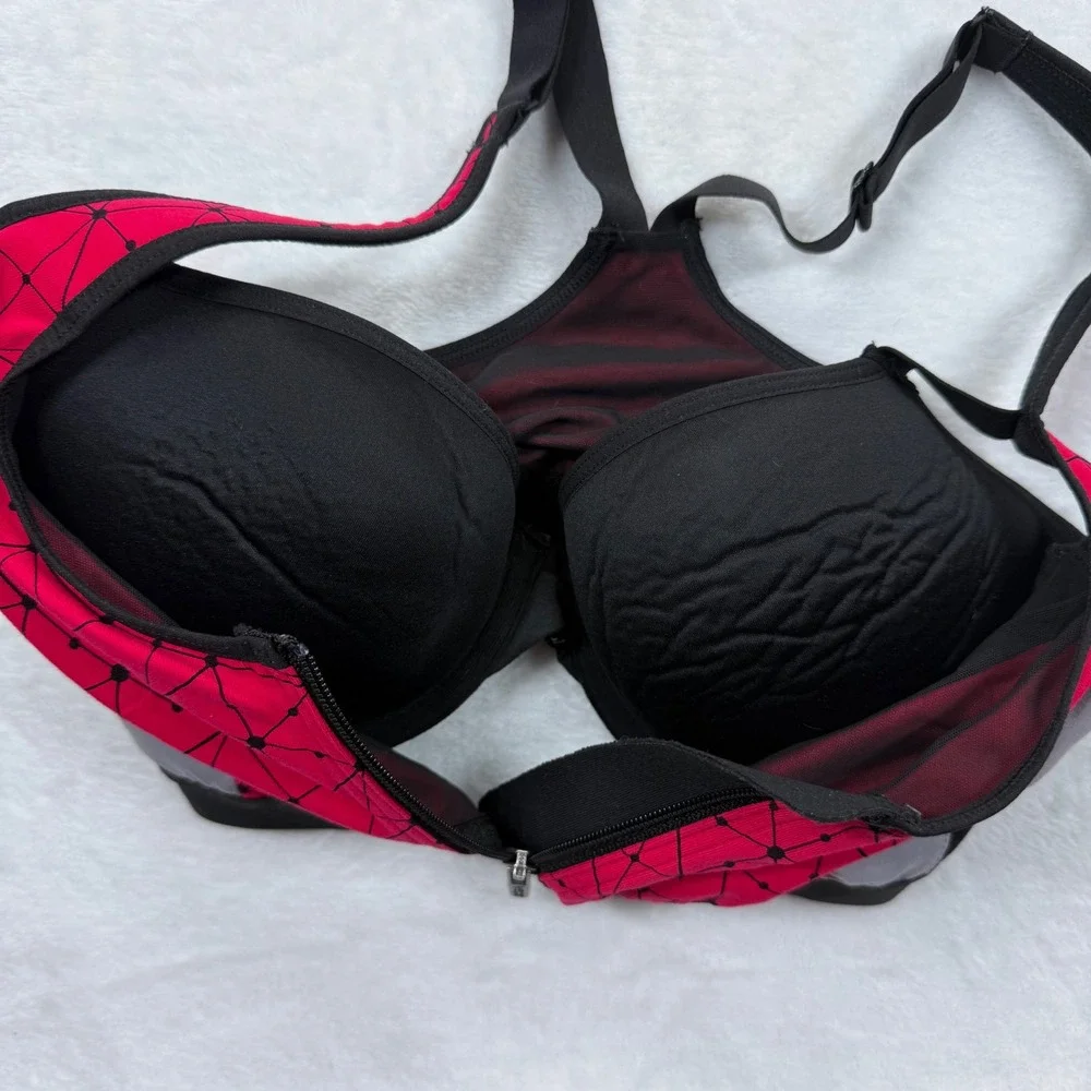 Victoria's Secret VSX Sport Bra Front Zip Padded Geo Print Activewear‎ 34D